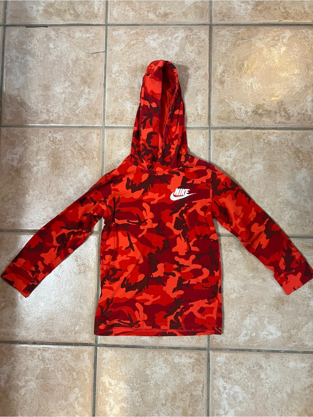 Nike Hoodie XS red camo long sleeve lightweight